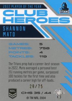 2023 NRL Traders Titanium - Club Heroes Silver #CHS35 Shannon Mato Back